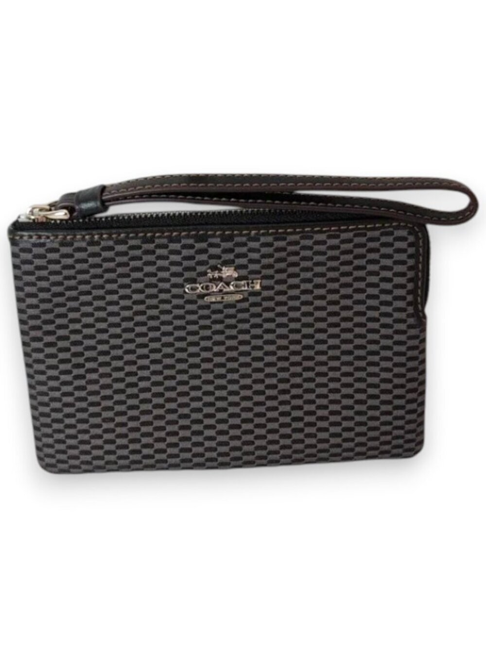 Coach Gray And Black Jacquard Wristlet NWT